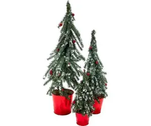 Merrily G48 790943MIXX Flocked Alpine Tabletop Tree - 3 Piece