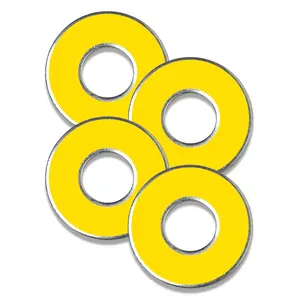 Washer Toss Game Set of 4 | Bright Yellow | 2.5” Metal Throwing Washers | Tailgate and Backyard Game