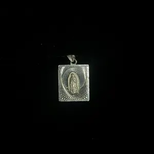 925 Sterling Silver Virgin Mary Pendant | Rectangle Religious Charm