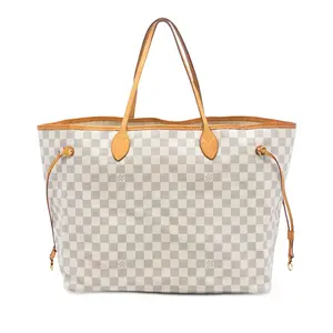 Pre-owned Louis Vuitton Canvas Coated, Leather Travel Bags Neverfull Tote Damier GM by Rebag