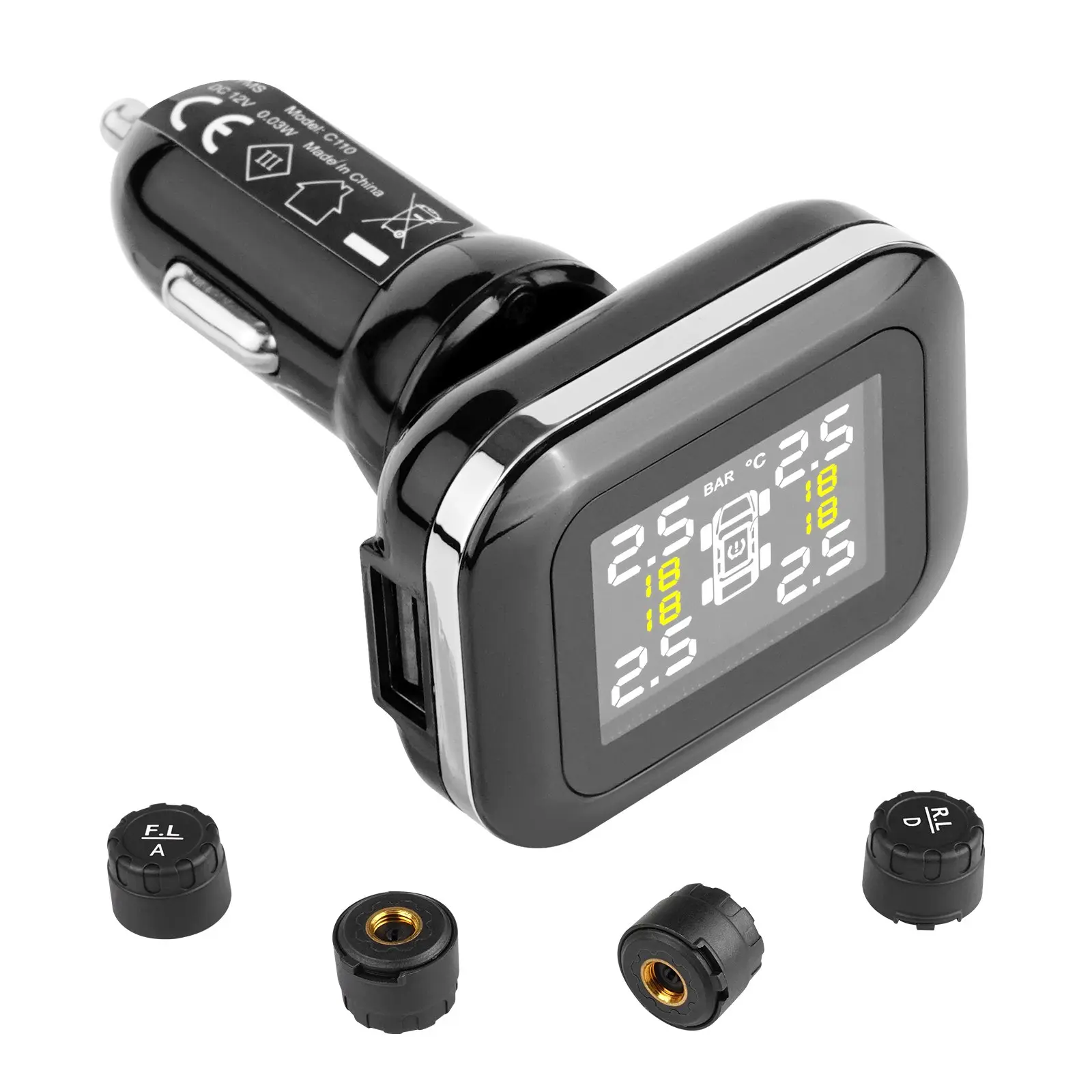 【summerfinds】VEVOR Real-Time RV Tire Pressure Monitoring System (TPMS) with 4 Sensors, Automotive Maintenance Tools, Tools and Gadgets, Father's Day Gift