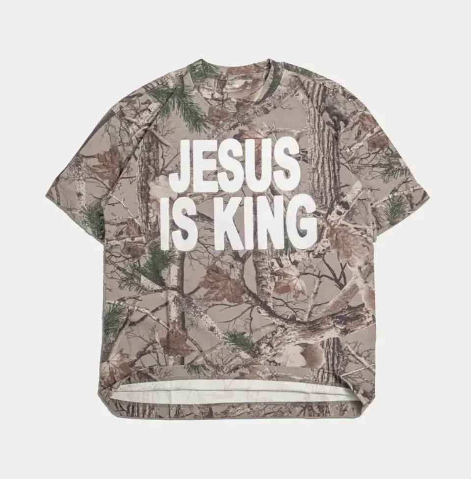 JESUS IS KING Camo Heavy Tee, Christian Faith Hunting Shirt, Unisex Graphic T-Shirt