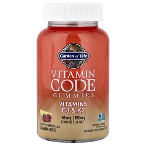 Garden of Life Vitamin Code® Gummies, Vitamins D3 & K2, Raspberry Lemon, 45 Gummies