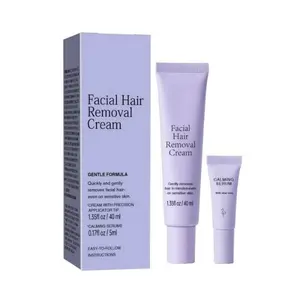 Facial Hair Removal Cream with Serum, Gentle and Painless Formula, Suitable for Sensitive Skin, Smooth Hair Removal Effect