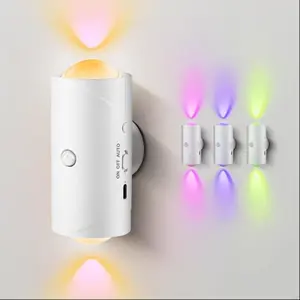 LED Night Light USB Rechargeable with Motion Sensor, RGB Gradient Ambient Lighting, Adjustable Indoor Lamp for Entryway Bedside Desk Closet