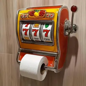 New Slot Machine Toilet Paper Holder, Retro Casino Style Bathroom Decor, Creative Roll Dispenser, Fun Home Accessory, Metal Edge, Vintage Slot Machine
