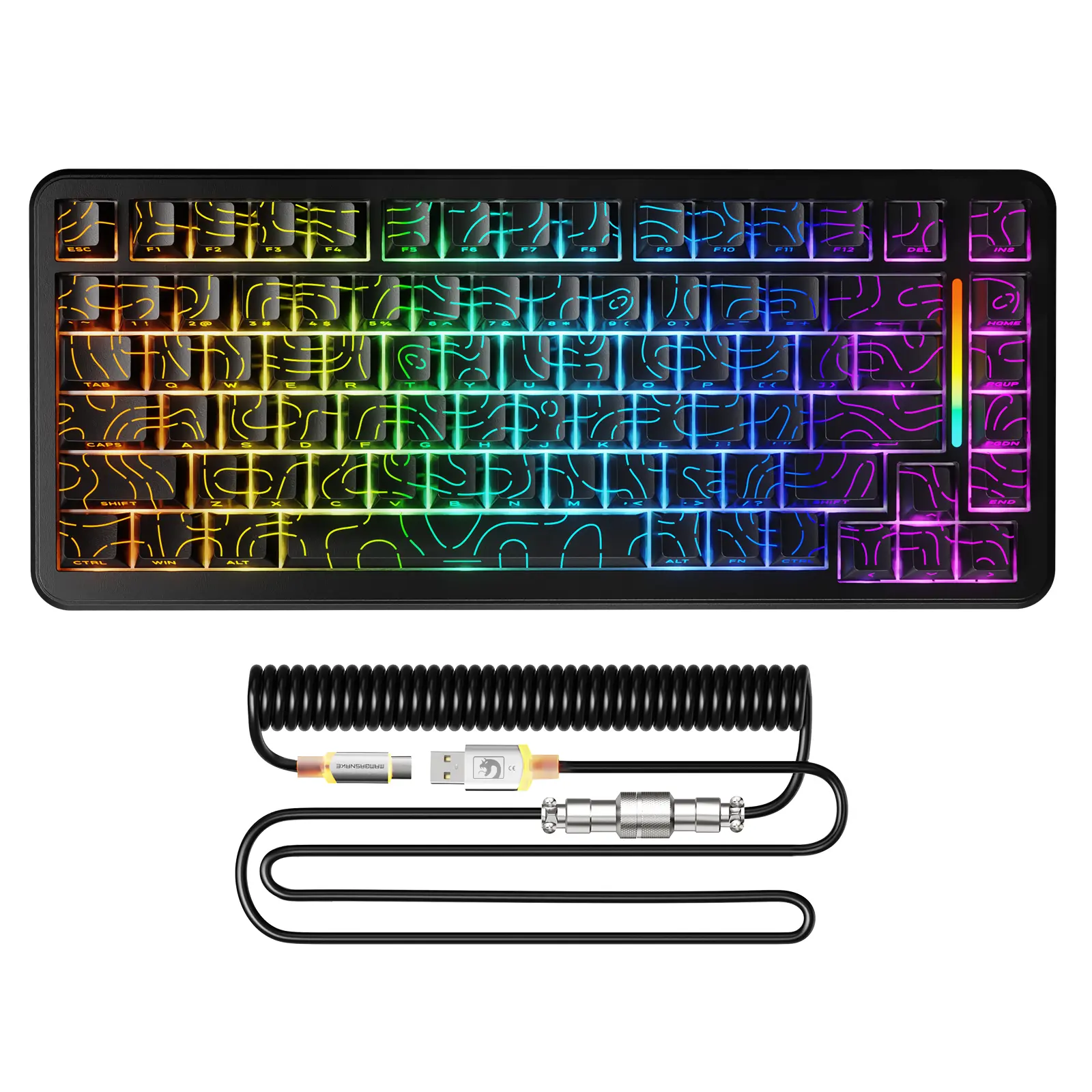 MAMBASNAKE M82 HE Hall Effect Magnetic Switch 75% Rapid Trigger Gaming Keyboard 8KHz Magnetic Keyboard with 0.01mm RT Accuracy, Support RT/Snap Tap/DKS with RGB Lighting Coiled Cable