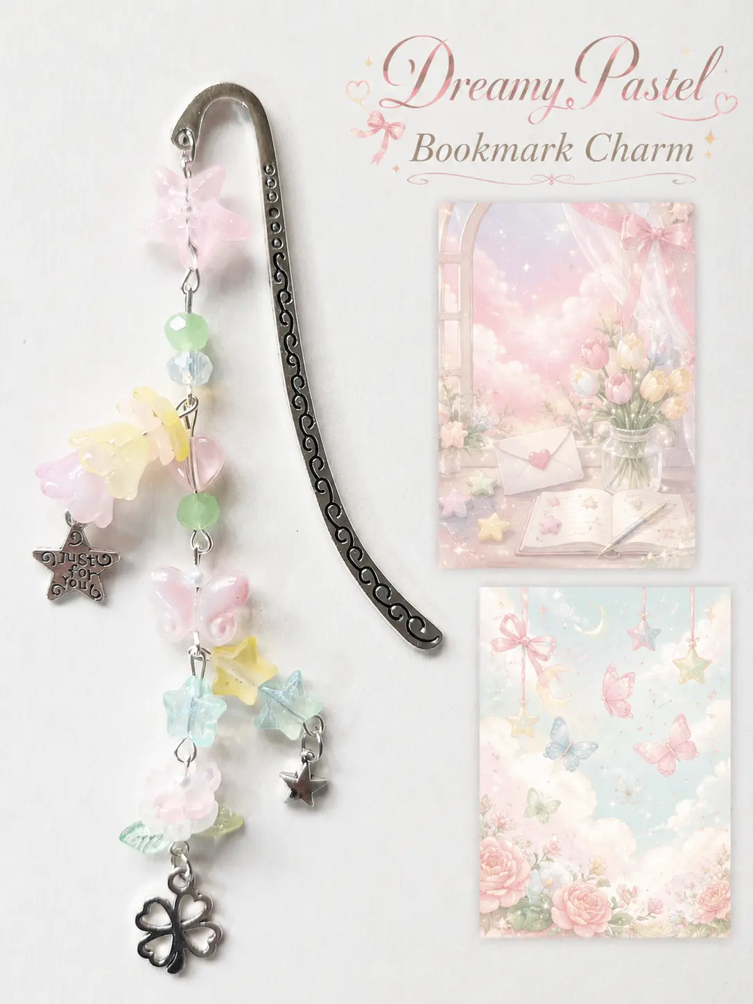 [NEW] Handmade Bookmark Charm, Cute Beaded Page Marker, Kawaii Reading Accessory