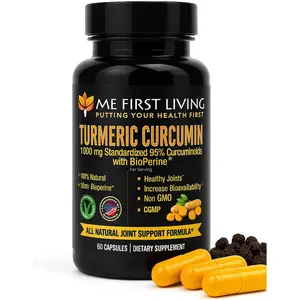 Turmeric Curcumin 1000 mg 95% Curcuminoids, Bioperine 10 mg, 19x More Potent Than Others, Increased Absorption, Non-GMO, Organic Turmeric, Vegan, Gluten Free, 60 Capsules