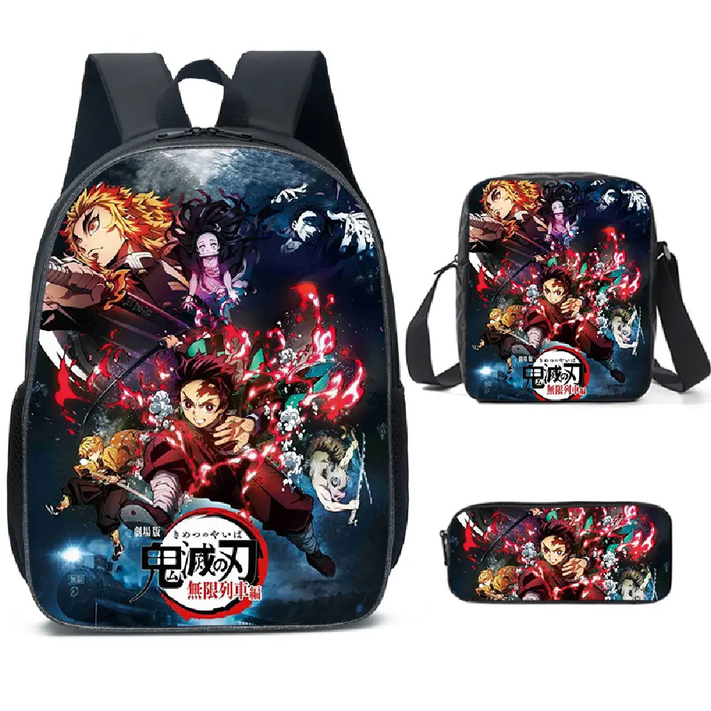 New Demon Slayer backpack, nylon double-shoulder bag for elementary school students, breathable backpack for boys and girls, cross-border wholesale supply