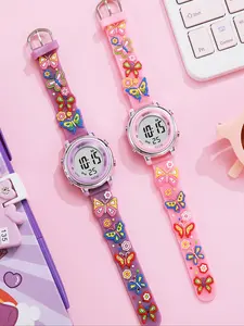 Electronic Watch, Wristwatch, Fashion Cute Cartoon Butterfly Silicone Strap, Digital Display LED Screen, Daily Wear, Christmas Gift