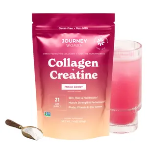 Collagen + Creatine Powder for Women (6g Grass-Fed Bovine Collagen + 3g Creatine Monohydrate) with Biotin, Vitamin C, Vitamin E & Zinc Citrate – Hair, Skin, Nails & Lean Muscle Support – Naturally Flavored Mixed Berry - 21 Servings