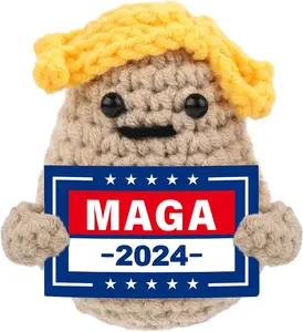 2024 MAGA Make America Great Again Trump Positive Potato Funny Knitted Doll Cheer Up Gifts for Home Decoration