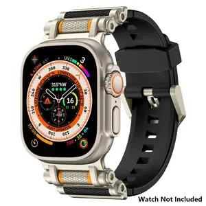 Sport Band for Apple watch Ultra 2/Ultra 49mm - Rugged Military-Grade Silicone with Stainless Steel Connector | Compatible with All Series 10-4 & SE | Waterproof Sport Strap (44-49mm) - Black  Sport Design Smart Watch Accessories