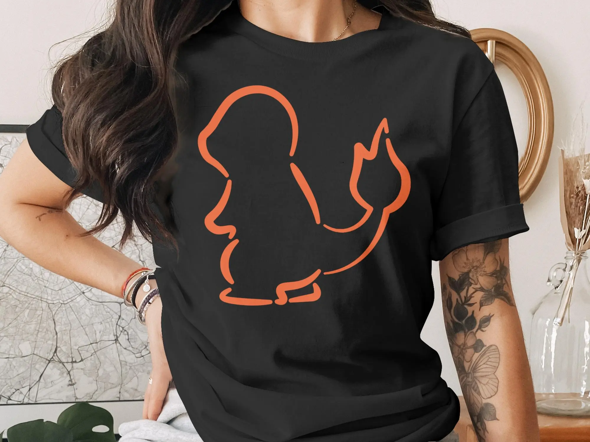 Charmander Outline Gaming T-Shirt