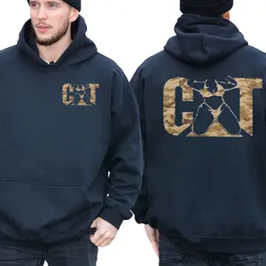 CAT Camo 2-Sided Graphic Hoodies Camo Vintage Sweatshirt Apparel Cotton Casual Tee, Gift For Women, Gift For Man