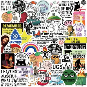 50 Fun Work Stickers Cartoon Snarky Meme Stickers, Ironic Adult Humor Aesthetic Vinyl Waterproof Stickers for Laptops, Cars, Skateboards, Water Bottles