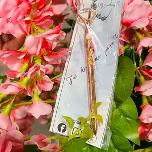 DG Creations Pen Man Made AC Rose Gold Finish Floral Packaging for Elegant Writing Exquisite Design