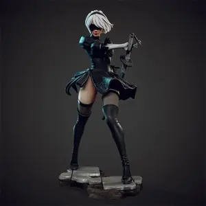 1/24 75mm 1/18 100mm Resin Model Kits 2B Warrior Girl Figurine Unpainted No Color RW-1293