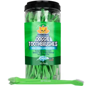 Dual-Headed Long Dog & Cat Toothbrush | Puppy Toothbrush with Soft Bristles for Pet Dental Care | Easy Teeth Cleaning Dog Toothbrush by Bodhi Dog