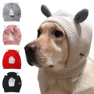 Soft Dog Ear Muffs for Large Dogs, Comfortable Knitted Hat with Adjustable Strap and Plush Ears, Winter Pet Supplies Material