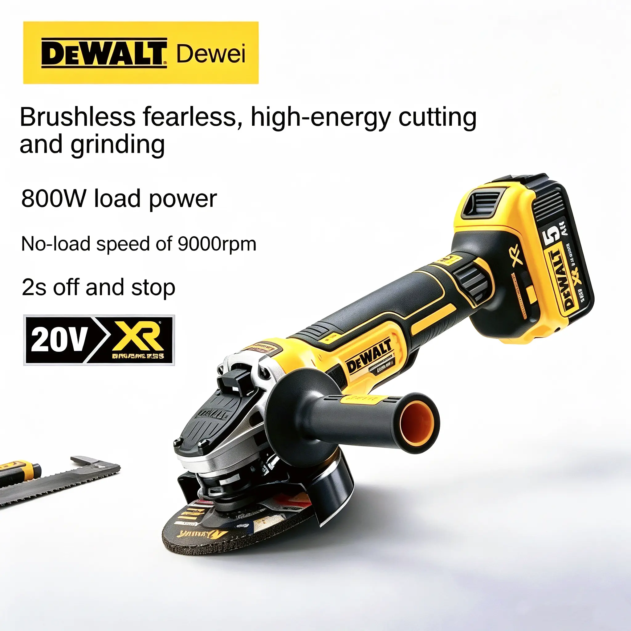 DEWALT DCG405NT 18V 125MM Brushless Flat Head Angle Grinder 9000RPM E-Clutch Industrial Cutting Polishing Bare Tool powerful