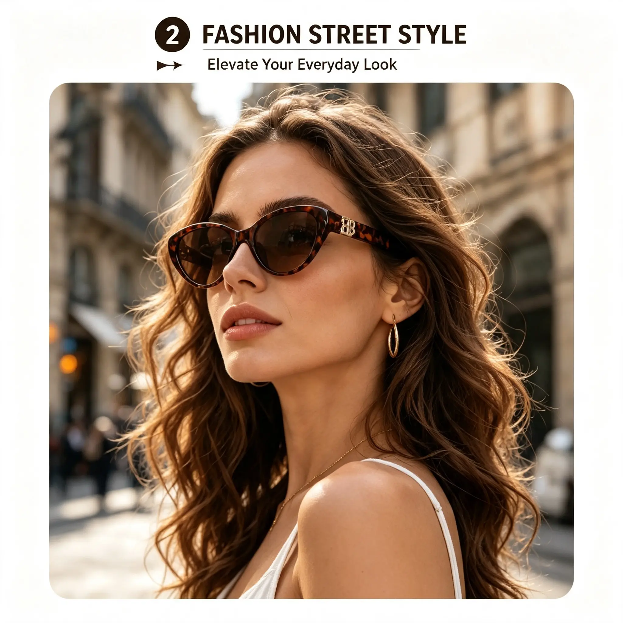 Women Tortoise Cat Eye Sunglasses, UV400 HD Brown Lens Lightweight Shades for Beach Driving Daily Street Outfit