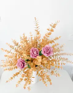 31” Real Touch Eucalyptus in Mustard Yellow, Faux Fall Greenery, DIY Centerpiece |Florals |Wedding| Home Decorations |Gifts For Her