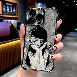 A Horror Comic Girl Phone Case Compatible with iPhone 17 Air 16 15 14 13 12 11 Pro Max Plus , Featuring a Transparent Soft Back for Drop Protection.
