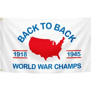 World War Champs Flag 3x5 Feet BackTo Back Banner For College Dorm Room Decor,Living Room, Office, Indoor OutdoorHome Party Decorations
