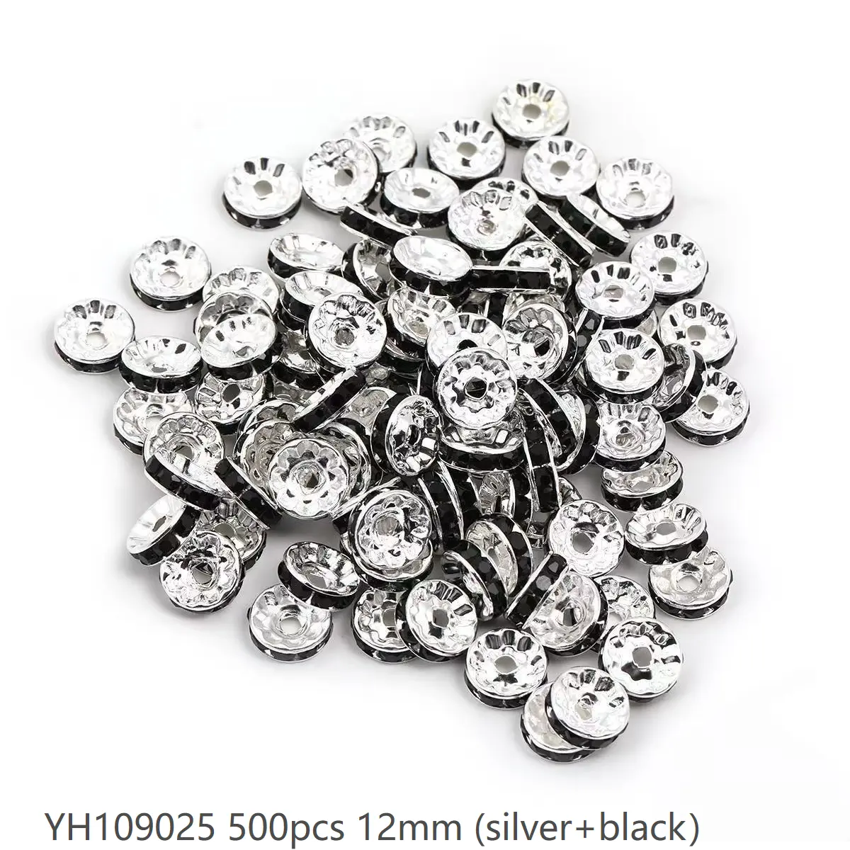 #109 （12mm 500pcs）Silver/Black YH109025