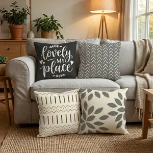 Boho Geometric Family Love Decorative Throw Pillow Covers Set of 4, Flower Botanical Porch Outdoor Pillowcase, Family is Everything Sofa Couch Cushion Case Home Decor 0201YW