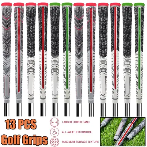 13PCS Unisex High-Grade Eco-Rubber Golf Club Grips, Textured Anti-Slip Hexagonal Concave Surface, 60R Standard Midsize Elastic Comfortable Equipment for Confident Ball Control (Grip Golf Club Parts)