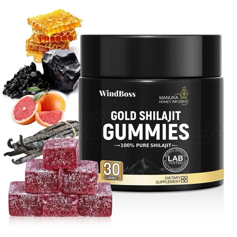 Organic Gold Shilajit Mineral Chewable Gummies - All Natural, Delicious, Convenient 30 Pieces Adult Dietary Supplements for Daily Routine Healthcare & Fitness Support (Portable Bottle)
