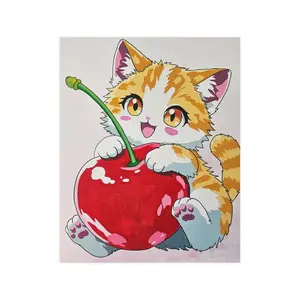 Cute Kawaii Kitten with Cherry Poster