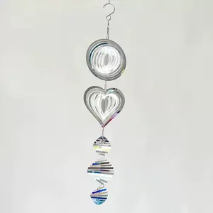 Reflective 3D Stainless Steel Wind Spinners Silent Garden Decoration Device, Effective Bird Repellent Tool Outdoor Bird Deterrent