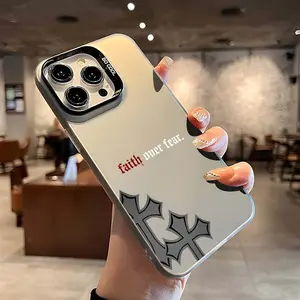 Vitality Black Cross TPU Pattern Case for iPhone 16 15 14 Pro Max 13 12 11 Plus Shockproof Drop Protection Durable PC Smartphone Cover Gifts for women men girls boys