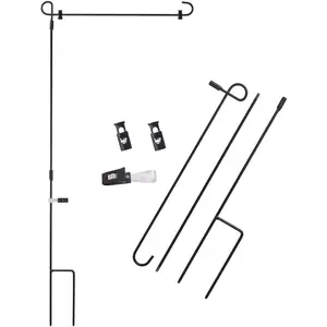 Garden Flag Holder Stand, Black Aluminium Alloy Yard Garden Flag Stand Banner Flagpole, Holds Flags up to 13" in Width for Outdoor Garden Lawn
