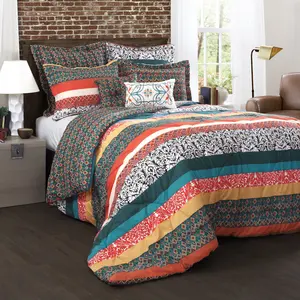 Lush Decor Boho Stripe 5 Or 7 Piece Comforter Set with Colorful Stripes, Multi-Piece Design