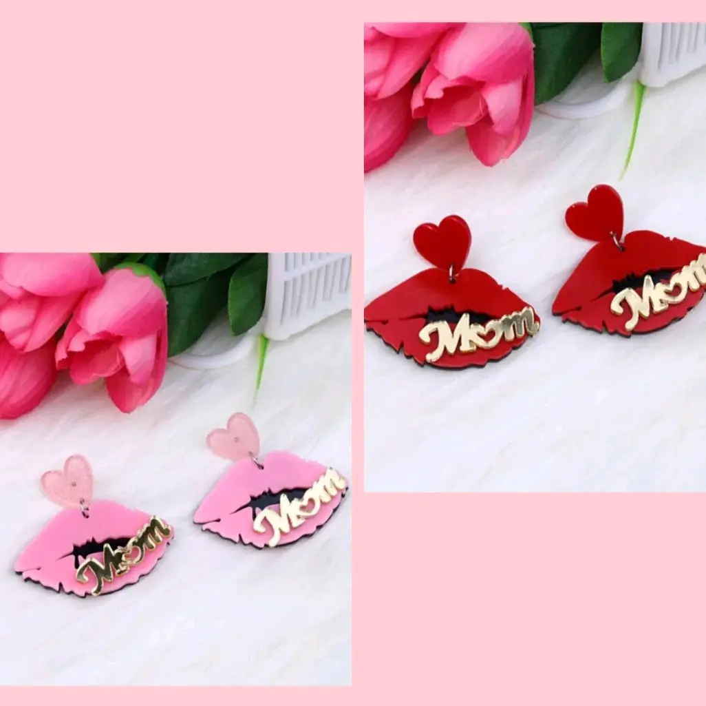 Earrings, Mom Earrings, Lip Earrings, Jewelry,  Cute Earrings, Gift For Mom
