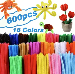 600 Pcs 12Inch Pipe Cleaners, Assorted Rainbow Mix Premium Chenille Stems Bulk for Kids Fun Activities, Soft Flexible Random Color Design for Crafting Creativity & Cleaning - Curve tiktokshopspringglowup