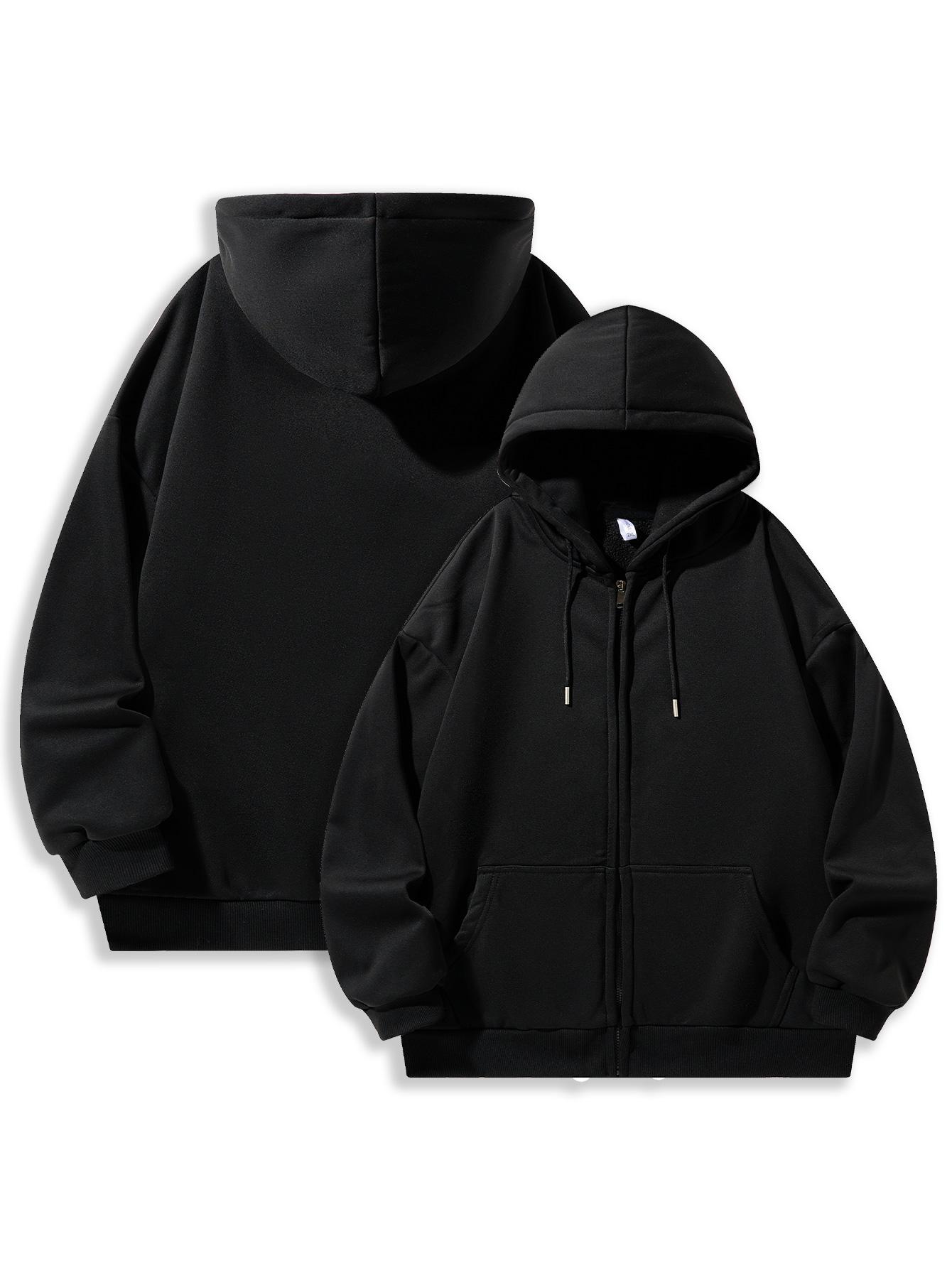 CCCMAI Men's Solid Zip-Up Hoodie Casual Loose Fit Long-Sleeve Hooded Sweatshirt for Everyday Wear All-Season Menswear Aesthetic Street Style