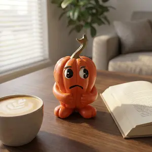 Pitiful Pumpkin Man Statue Resin Craft Home Decor Desktop Ornament Halloween Gift, Unique Decoration Piece for Festive Season