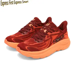 Vibrant Orange & Rust Red Running Shoes – Breathable Knit Upper, Ultra-Soft Cushioned Midsole & Non-Slip Rubber Outsole, Unisex Lightweight Trainers for Daily Walks & Gym Sessions