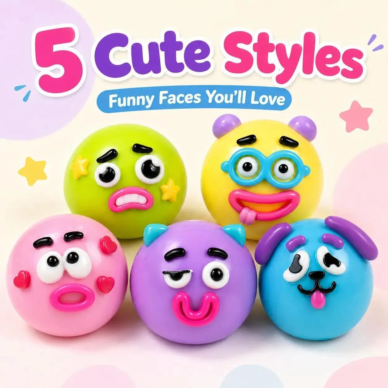 Squishy Funny Face Toy 1/2PCS, Soft Moldable Maltose Sensory Stress Relief Squishy, Cute Dog Face Swap Fidget Toy for Adults, Party Favor Gift