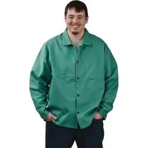 PRO-SAFE Size 3XL Green Welding & Flame Resistant/Retardant Jacket 54-56" Chest, Cotton, Snaps Closure, 2 Pockets WELD-JK-A1-3XL