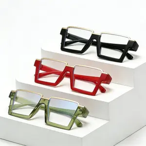 3 pairs of large  geometric square thick  , anti blue light and anti fatigue , trendy hip-hop  suitable for work and daily wear, unisex  casual stylish  vision correction glasses vintage ok frame round frame