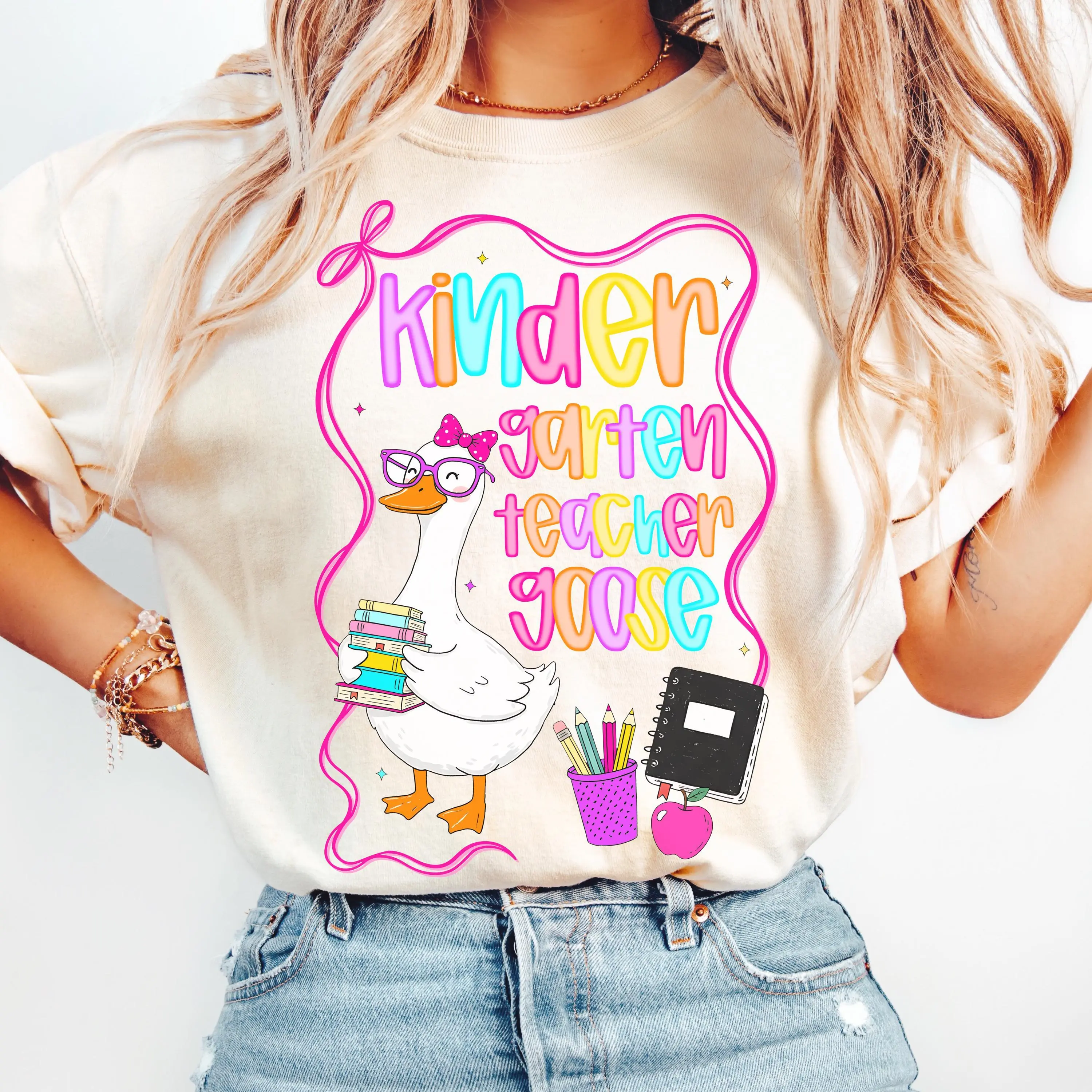 Comfort Colors Kindergarten Teacher Silly Goose Shirt Teacher Team Shirt  First Day of School Shirt Cotton Knit Light Top