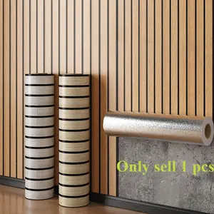 1 roll of self-adhesive wood grain wall panel stickers, 3D wallpaper with striped pattern, thickened wallpaper, easy DIY suitable for various indoor settings, cuttable, home decoration, peel and stick, Peel And Stick Wallpaper Designs