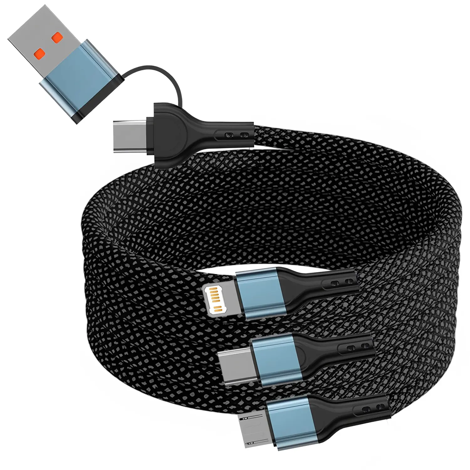 3-In-1 Fast Charging Cable Micro USB Type-C Charger for iPhone Huawei Oppo Xiaomi Redmi Samsung Phone Data Sync Cord Multi Charger Cable
